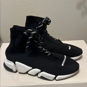 Balenciaga Black and White Knit High-Tops